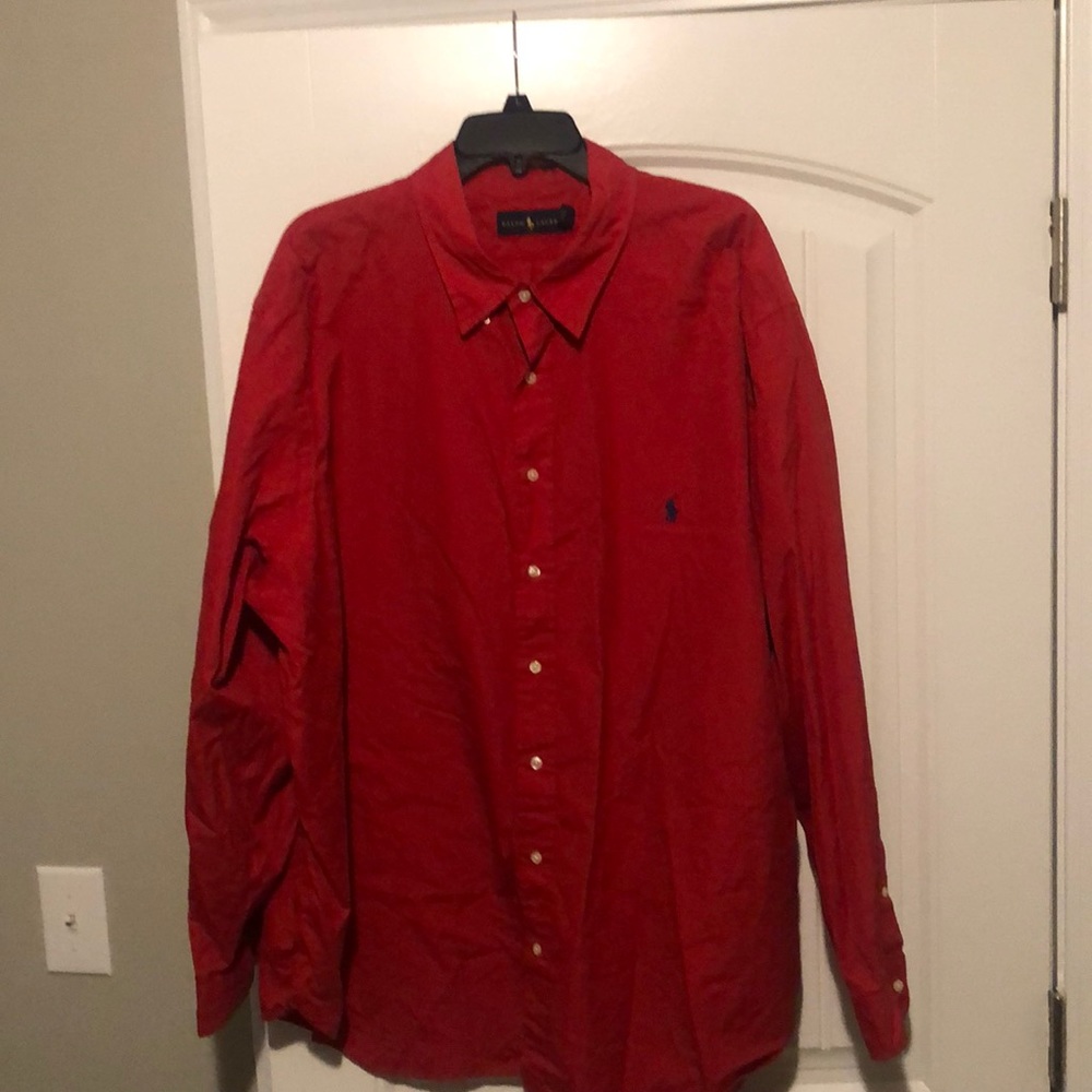3XB red long sleeve polo shirt